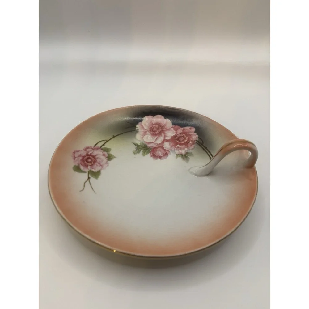 Lot of 3 Vintage Plates Made In Germany Floral Design Gold Trim Antique Flowers